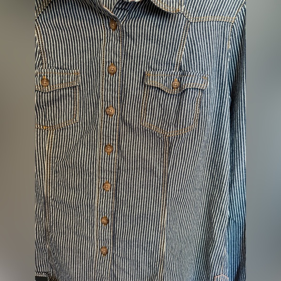 Boden Blue and White Striped Button Front Shirt Size 8 - Picture 4 of 8